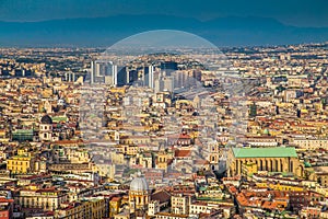 City of Naples at sunset, Campania, Italy