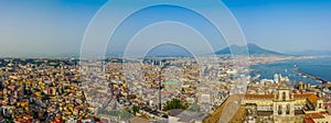 City of Napoli with Mount Vesuvius at sunset, Campania, Italy