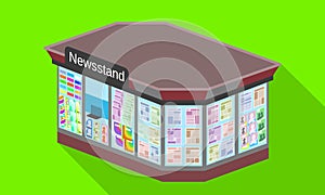 City newsstand icon, flat style