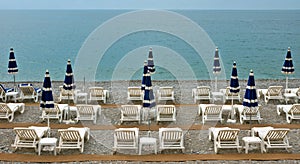 City of Nice - Beach with umbrellas