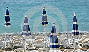 City of Nice - Beach with umbrellas