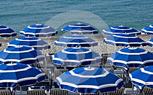 City of Nice - Beach with umbrellas