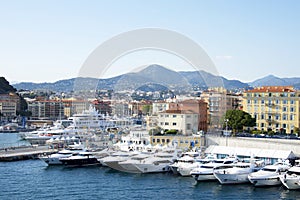 City of Nice colorful waterfront and yachting harbor, French riviera