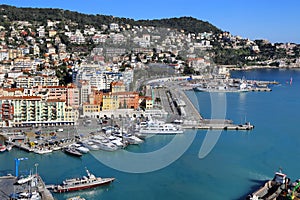 City of Nice in France, view above Port of Nice on French Riviera