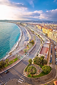 City of Nice Promenade des Anglais waterfront and beach view, French riviera photo