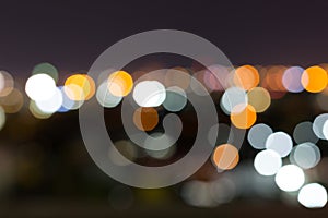 City night with dark sky, abstract blur bokeh light