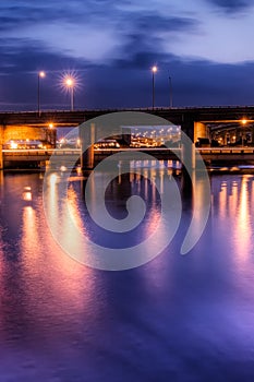 city night scene of bridge