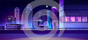 City night skyline cartoon vector background