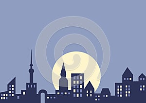 City at night, vector background