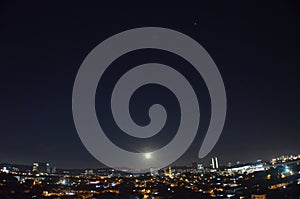 City Night View Moon Sky