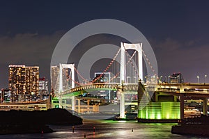 City night view of Odaiba, Tokyo , Rainbow bridge landmark Twilight scene,Japan.