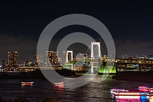 City night view of Odaiba, Tokyo , Rainbow bridge landmark Twilight scene,Japan.
