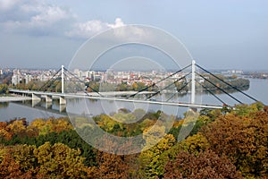 City of Novi Sad and the Liberty bridge on a Danube river in Serbia