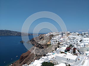 The city of Oia on the island of Tira Greece from a height