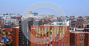 City with old and new architecture in liverpool top view from Wheel of Liverpool