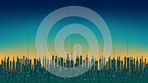 City online. Abstract futuristic digital city, hi-tech information background