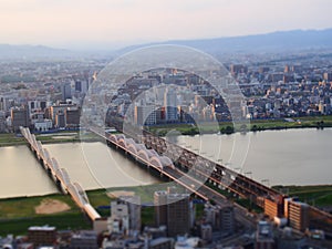 The City of Osaka at dusk photo