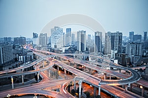 City overpass at dusk