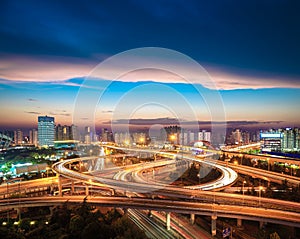 City overpass at nightfall