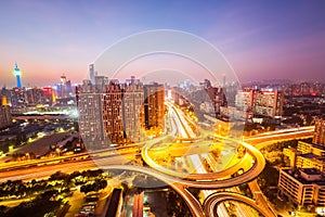 City overpass road in night falls