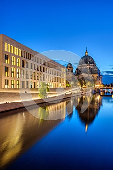 The City Palace, the cathedral and the river Spree at dusk