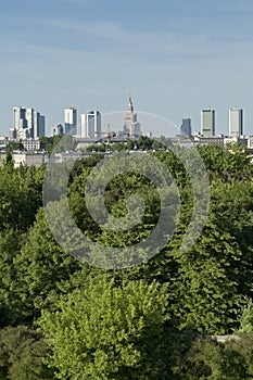 City panorama from hill, Warsaw