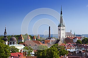 City panorama from an observation deck of Old city's roofs. Tallinn. Estonia.