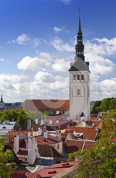 City panorama from an observation deck of Old city's roofs. Tallinn. Estonia.