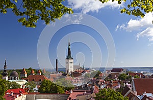 City panorama from an observation deck of Old city's roofs. Tallinn. Estonia.