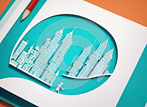 City papercut style. Generative Ai