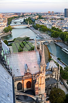 Looking over Paris from the Notre Dame Cathedral