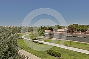 City park along guadalquivir river in Cordoba