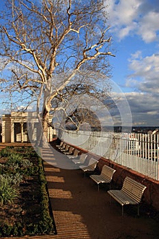 City park with dramatic sky