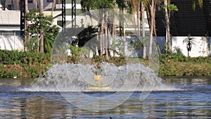City Park Fountain Shutdown in Pond – Urban Landscape Serenity