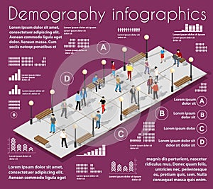 City park infographics, graph, demography with people