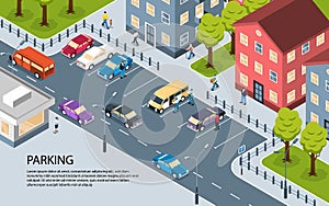 City Parking Isometric Poster