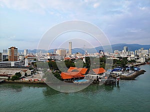 The city of Penang in Malaysia seen from the harbor