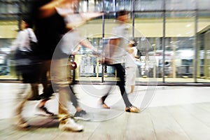 City people crowd abstract background blur action