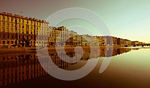 City of Petersburg, reflection in the canal water, Fontanka river