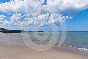 City Pionersky, Kaliningrad region. The beach along the Baltic Sea in sunny summer day