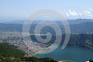 City of Pokhara and Fewa Lake