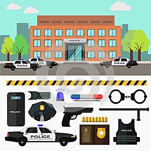 City police station. Vector illustration.