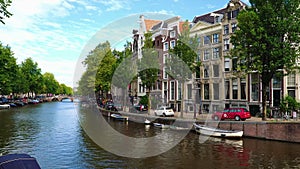 City quarters of Amsterdam on the banks of the water channel