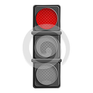 City red traffic light icon, cartoon style