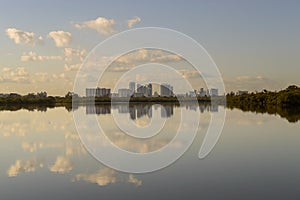 City reflection on the lake