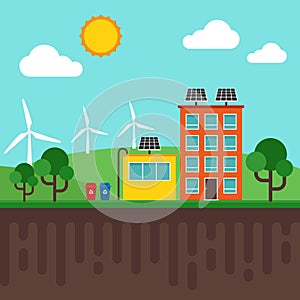 City of renewable energy concept