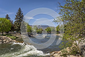 City of Reno on the River Truckee, USA.