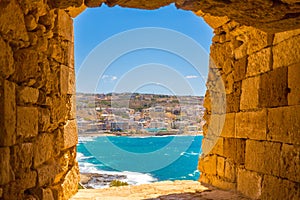 City Rethymno on beach of Crete, Greece