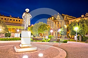 City of Rijeka square and architecture evening view