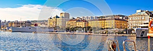 City of Rijeka waterfront boats and architecture panoramic view
